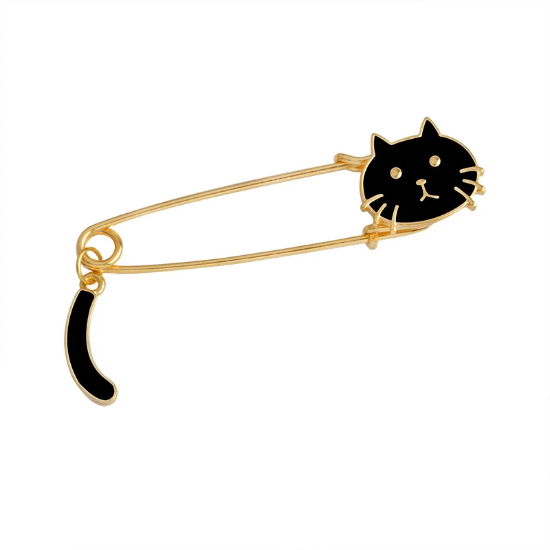 

Black White Cats Kitten Face Tail Brooch For Women Girl Men Kid Pins Sweater Jacket Badge Fashion Animal Jewelry Wholesale Gifts