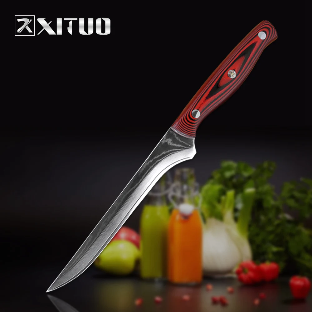 XITUO Pro Кухня 6 дюймовый шеф-повара Ножи 67-слой японский VG10 из дамасской стали с высоким содержанием углерода Нержавеющая сталь косточки Ножи эргономичный шлифовального оборудования