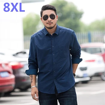 

Youth plus size 8XL 7XL 6XL 5XL Men Long Sleeve Shirt 2018 New Men's Casual Fat fat Plaid Shirt Male Shirt Big smart casual