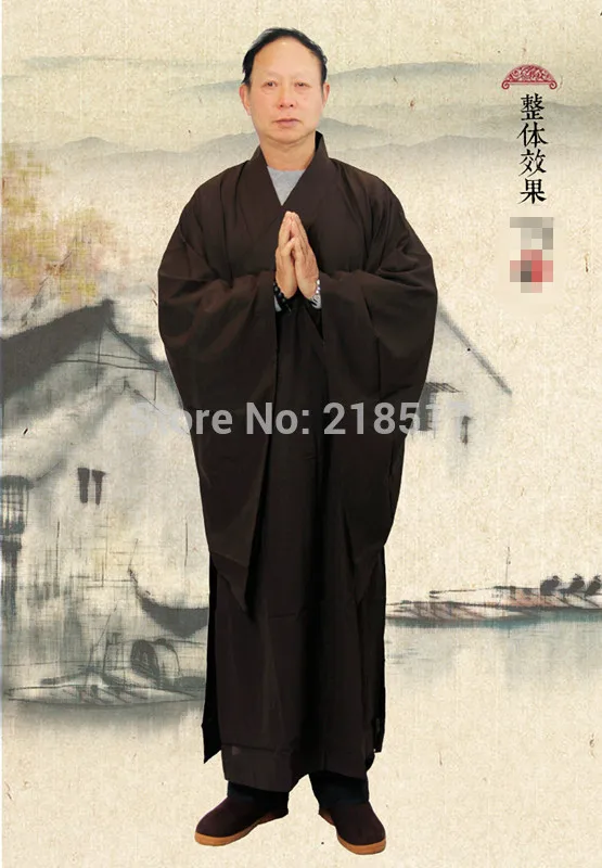 Brown Zen Buddhist Robe Lay Monk Meditation Gown Monk Training Uniform