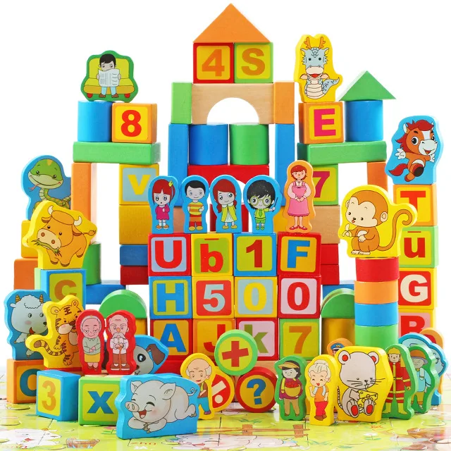 

EFHH 200Pcs/Set Wooden Two Scene Barreled Building Blocks Children Kid Early Childhood Educational Toys Drop Shipping