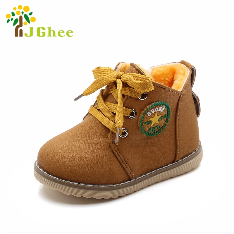 

2019 Children's Snow Boots Warm Shoes for Boys and Girls Thick Cotton-padded Lace-up Boots Comfort Baby Shoes Size 21-30