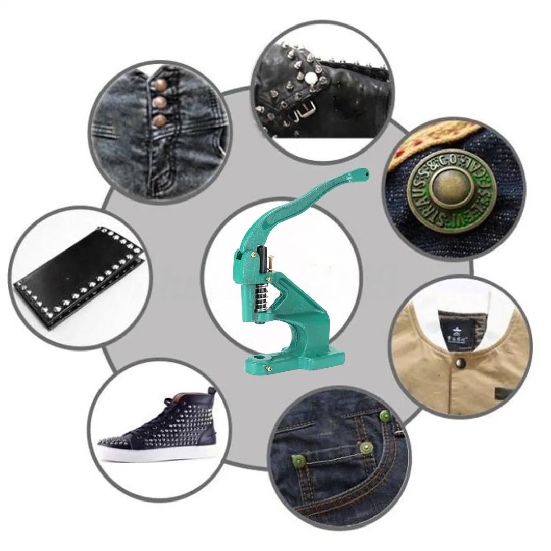 1Pc Manual Hand Pressure Snap Pressing Machine Clamp Snap Clip On Tool Metal Green HPressing Button Machine