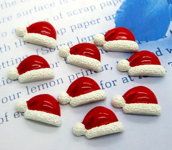 

20Pcs Resin Christmas Hats Crafts Flatback Cabochon Scrapbooking Decorations Fit Hair Clips Embellishments Beads Diy
