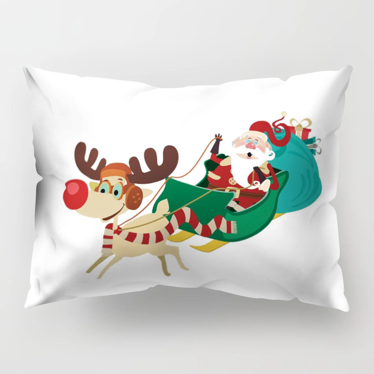 Nordic style Christmas Elk pattern polyester printed pillow cover Home cushion cover rectangular 50x30cm chair lumbar pillowcase - Цвет: 13