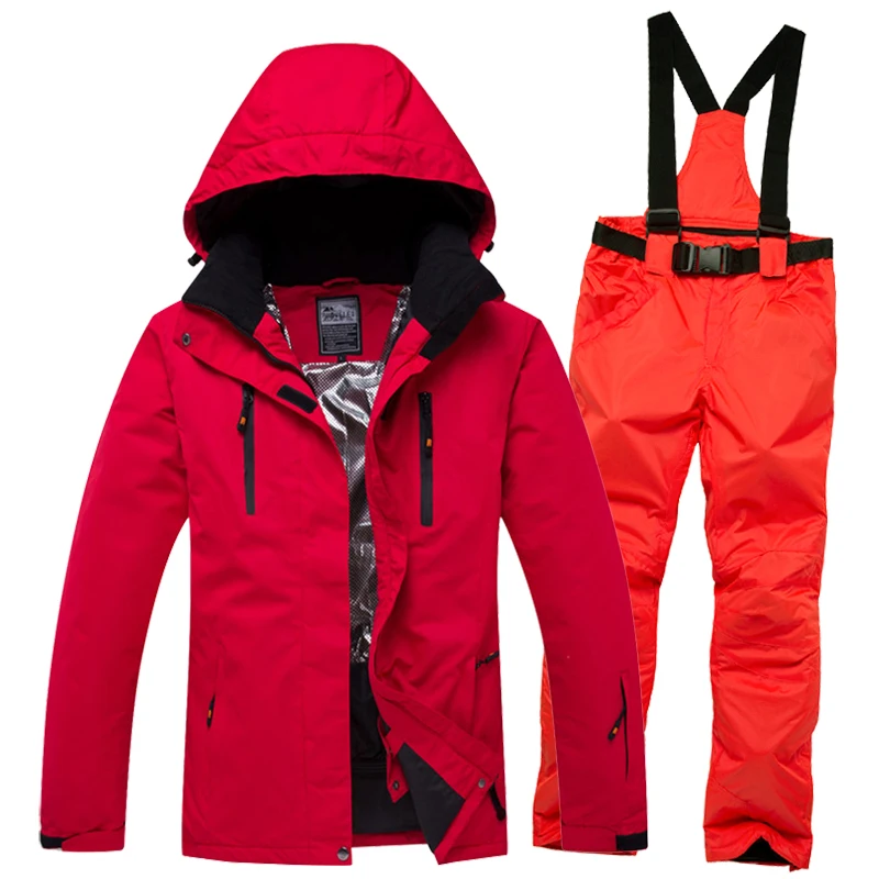 Tanie Zestaw mężczyźni + kobiety kurtki Outdoor Sports snowboard garnitur odzież wodoodporna wiatroszczelna 30 ciepły kostium kurtka + spodnie