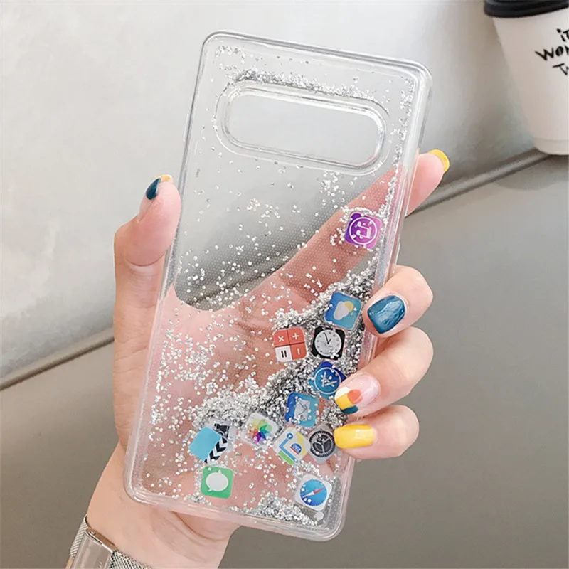 Мягкий чехол из ТПУ с динамической жидкостью и зыбучим песком для Samsung Galaxy S10 S9 S8