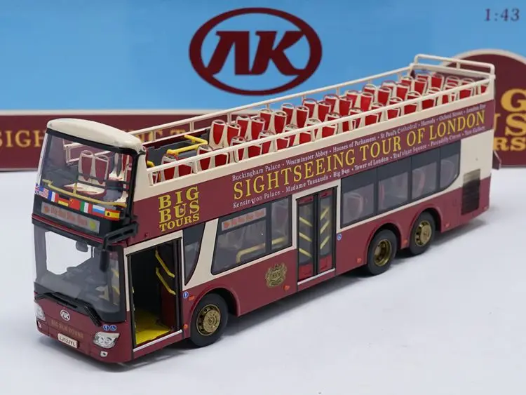 Редкий сплав модель 1:43 Ankai двухэтажный большой автобус экскурсия по Лондону Олимпийская литая игрушка модель для сбора, украшения - Цвет: Красный