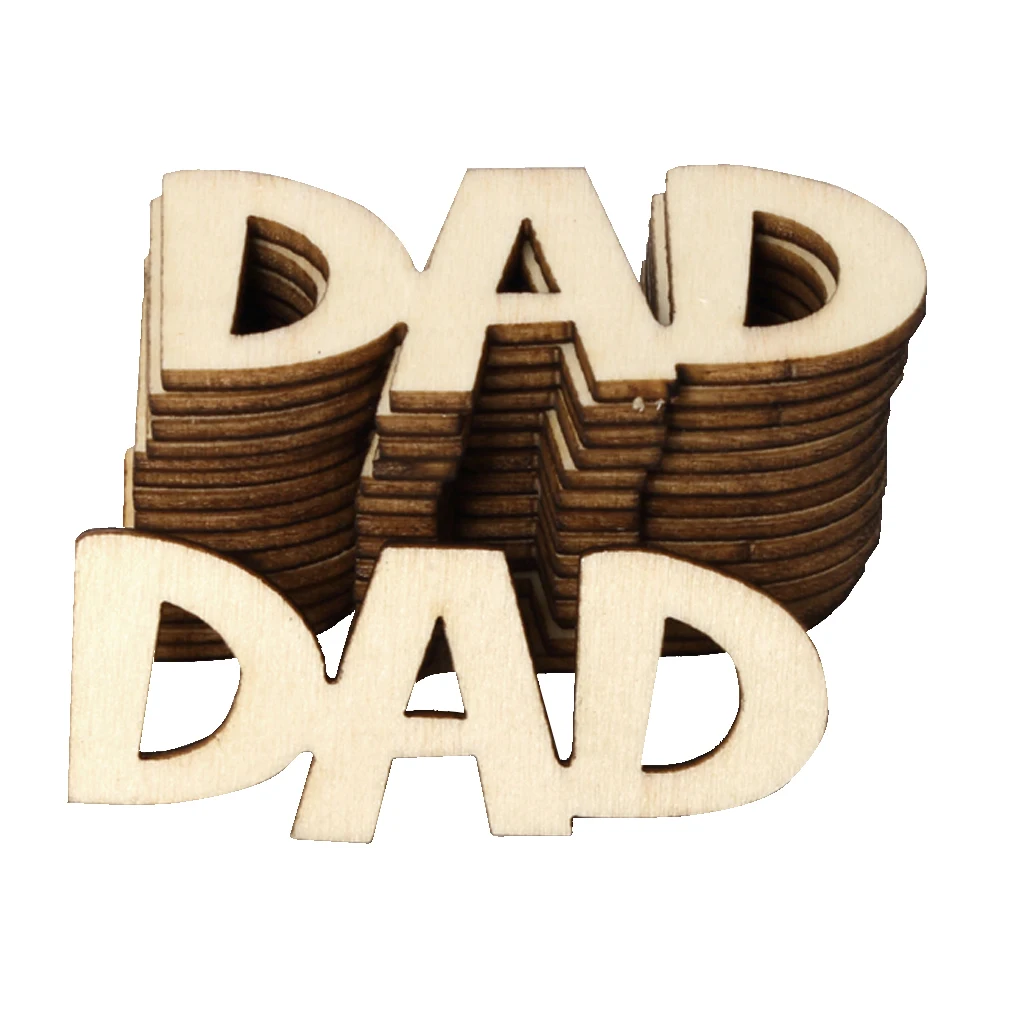 15Pcs/Set Rustic Wooden DAD Confetti Plaque for Wedding Birthday Party Table Scatter Decor Craft - 48x26mm