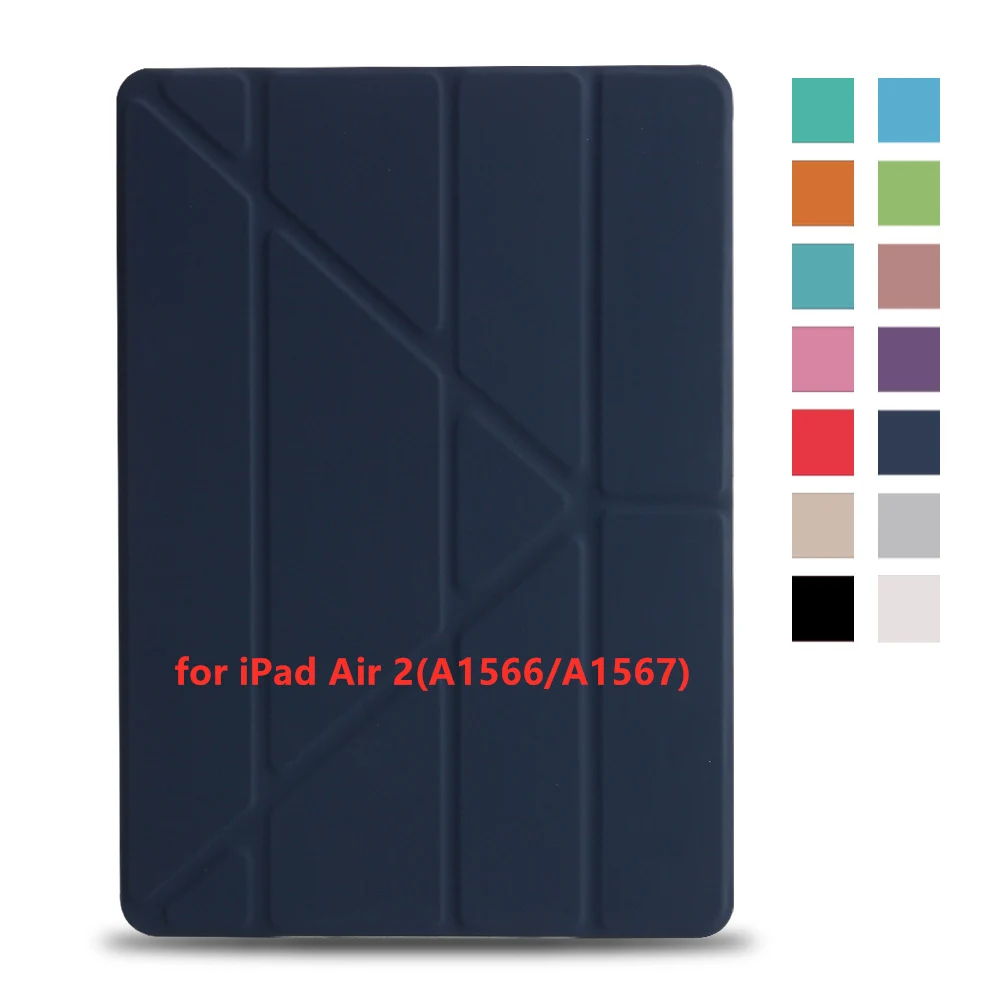 Для iPad 9,7 дюймов / чехол для iPad Air 1/2 чехол из искусственной кожи Волшебная многократная жесткая задняя крышка умный чехол с подставкой - Цвет: navy-air2