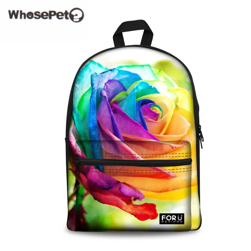 

WHOSEPET 3D Flower School Bags Print Book Bag For Kids Girls Teenage Floral Student Schoolbag Casual Canvas Children Mochila