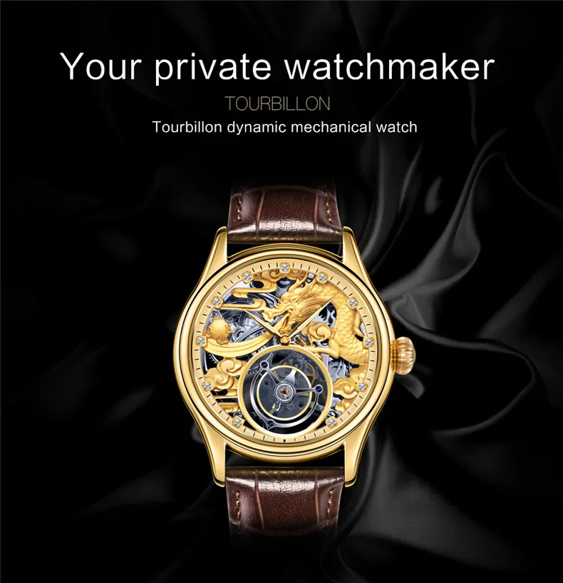 Настоящие Tourbillon часы копейка, механические часы для мужчин, ручной Ветер, Tourbillon чайки, полый ход, мужские часы