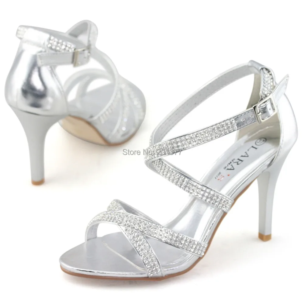 silver diamante stilettos