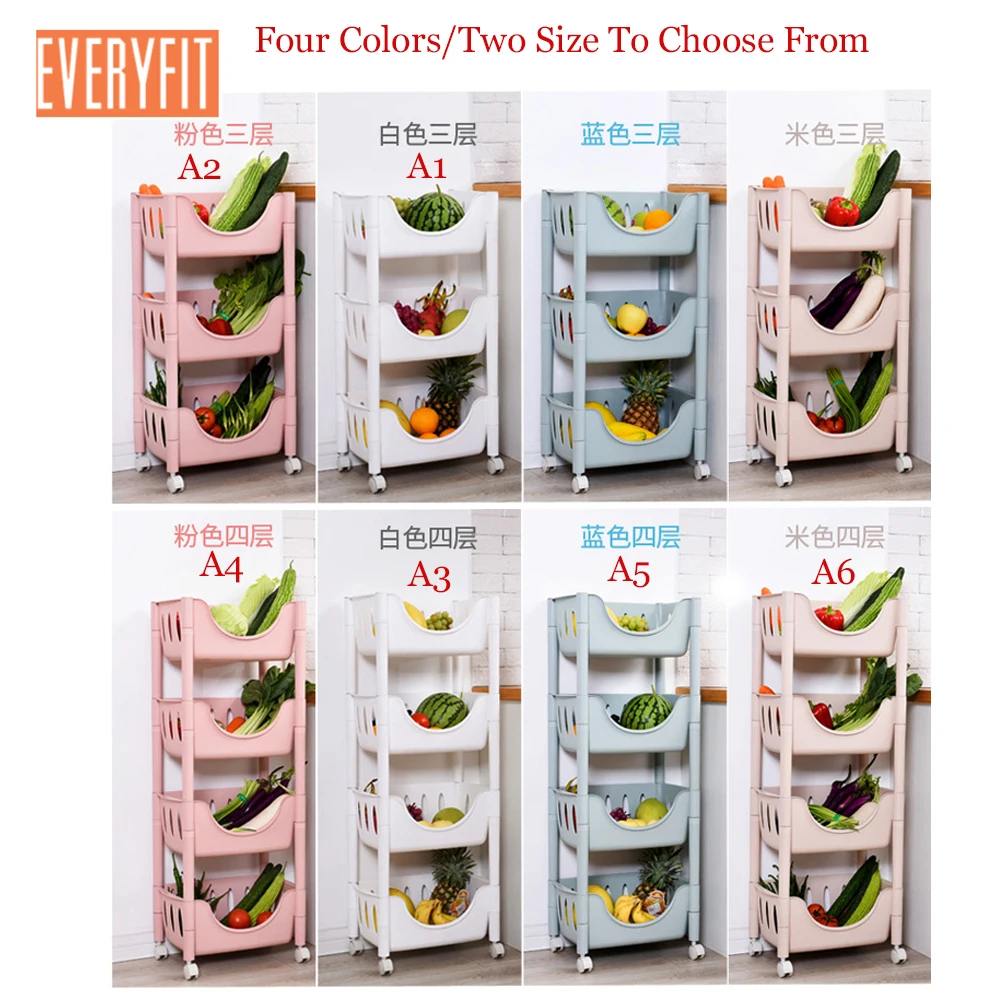 

Kitchen shelf, floor multi-layer fruit and vegetable storage rack, fruit basket storage rack dish shelf with wheels