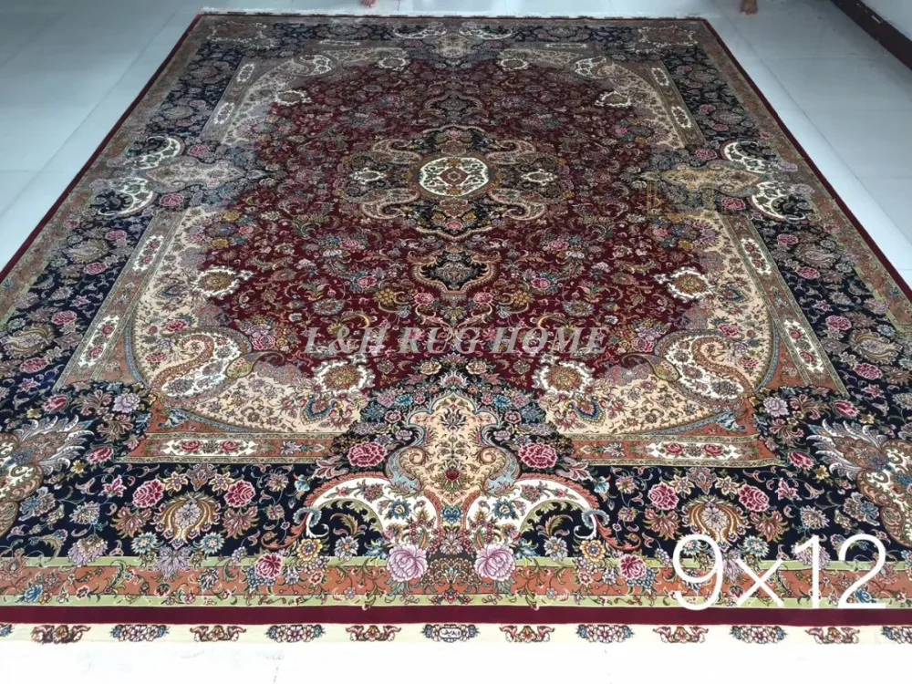 9'X12' 230 линия ручной работы Шелковый Восточный персидский ковер ручной работы шелковый ковер для украшения дома
