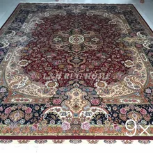 9'X12' 230 линия ручной работы Шелковый Восточный персидский ковер ручной работы шелковый ковер для украшения дома