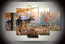 5 panel printed modular painting animal poster deer canvas print art modern home decor wall art
