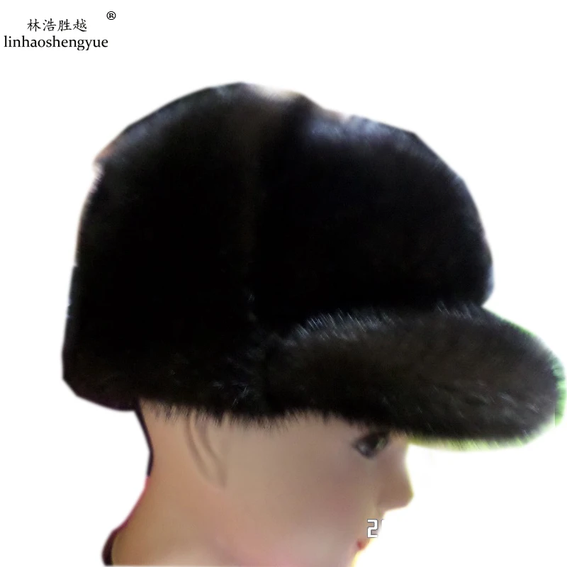 Linhaoshengyue Новые мужские кожаные норковые меховые шапки