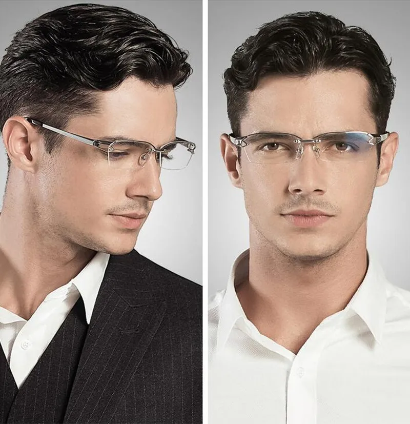 Роскошный чистый титан половина оправа для безободковых очков мужские и женские очки при близорукости Rx able очки