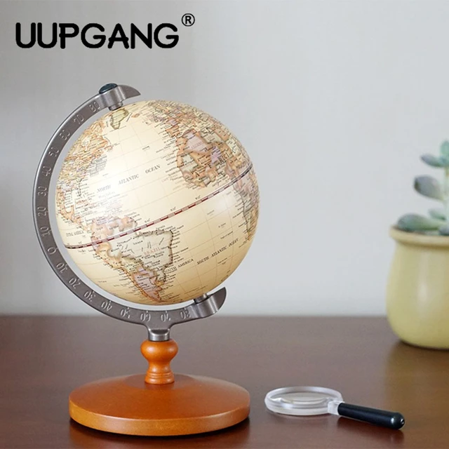 21cm English Edition Wooden World Globe Model Desktop Decor Vintage 21cm English Edition Wooden World Globe Model Desktop Decor Vintage Geography Terrestrial Figurines Home