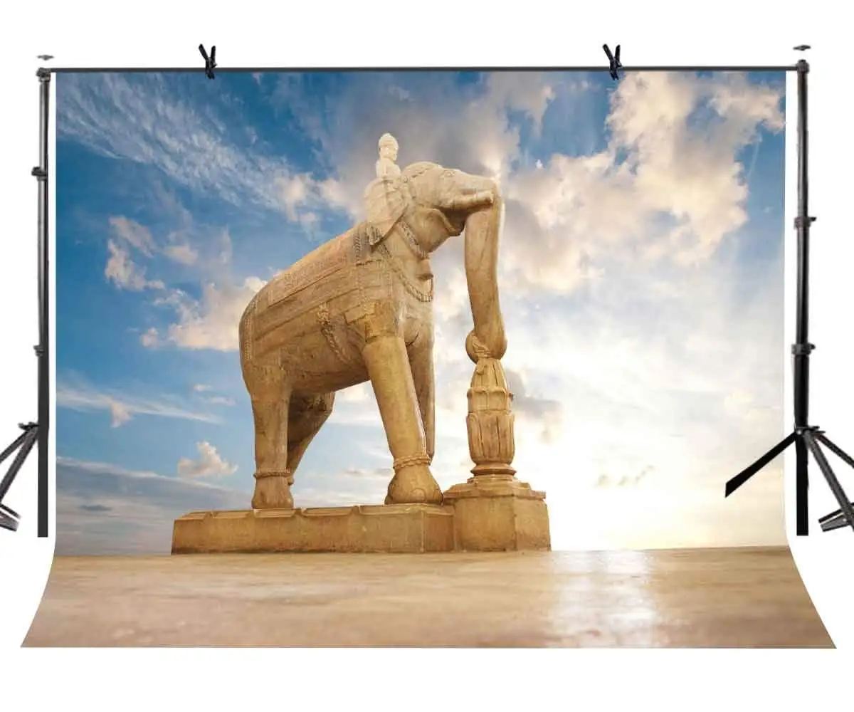 

7x5ft Elephant Sculpture Backdrop India's Unique Elephant Sculpture Photography Background and Studio Photography Backdrop Props