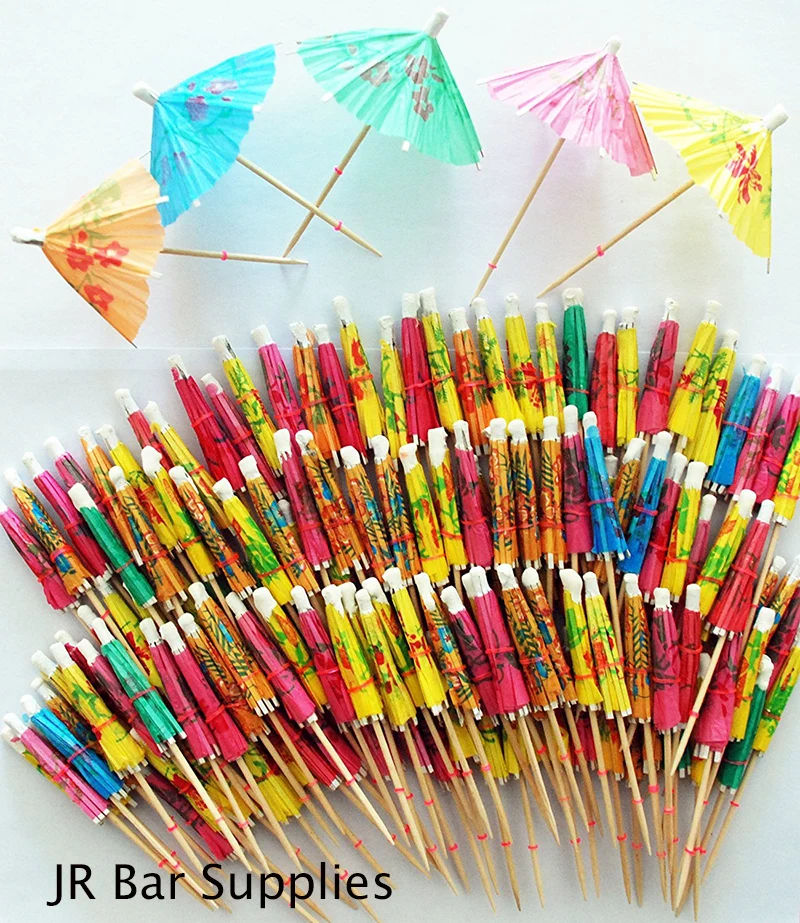 100PCS Cocktail Parasols Cocktail Umbrella Sticks Party Frilled