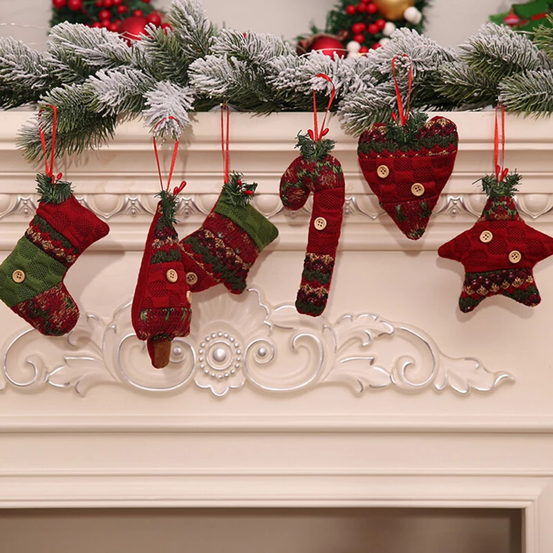 Door Wall Plate Pendant Christmas Tree Decor Crutches Stars Xmas Tree Hanging Decoration