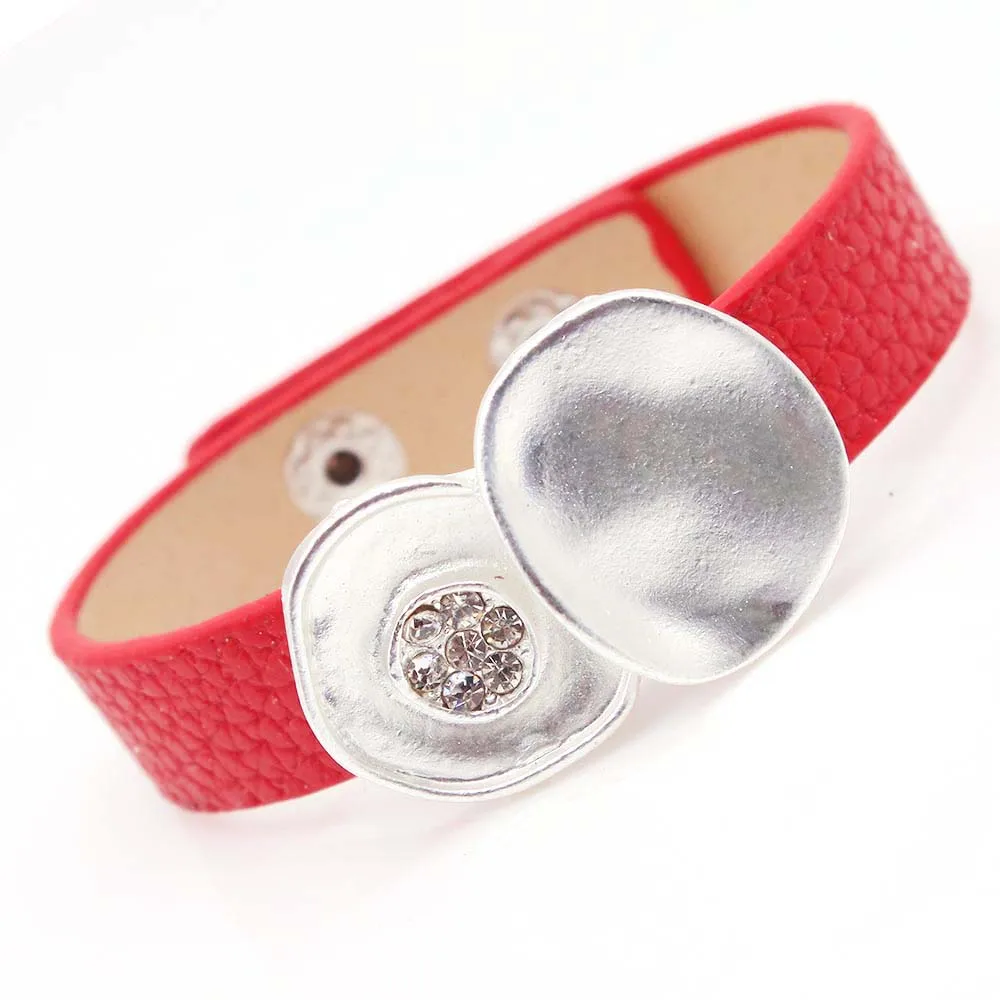 D& D Модные Панк кожаные браслеты со стразами и браслеты для женщин браслеты Очаровательные браслеты на запястье - Окраска металла: 5