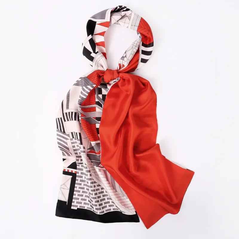 Hl 90013 European and American tide Pure silk long scarf twill double