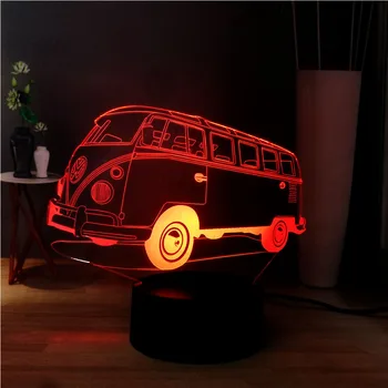 

LED 3D Bus Night Light RGB 7 Color Change Flash Lighting USB LED Bedside Light Book Lamp Atmosphere Lamp Novelty Birthday Gift