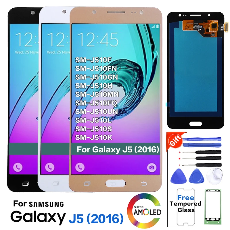 Super Amoled LCD для Samsung Galaxy J5 2016 J510F ЖК-дисплей кодирующий преобразователь сенсорного