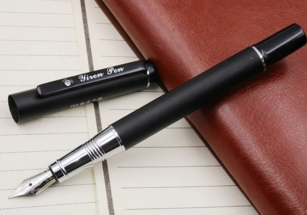 Матовая черная ручка Подарочная Классическая Металлическая Серебряная ручка