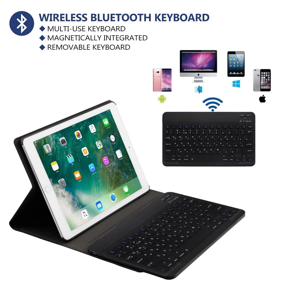 Русская клавиатура для iPad 9 7 2018 2017 чехол Bluetooth ультра тонкий Подставка Air 1/2 Pro