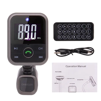 

For iPhone Line-in Jack Modulator FM Transmitter USB A2DP MP3 Player Car Bluetooth Wireless Mic Auto MMC BT