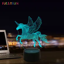 Lampe LED licorne 3D à l'effigie des personnages du dessin animé, luminaire décoratif d'intérieur, ambiance nocturne, changement de couleur, cadeau de noël, nouveauté, 7 couleurs