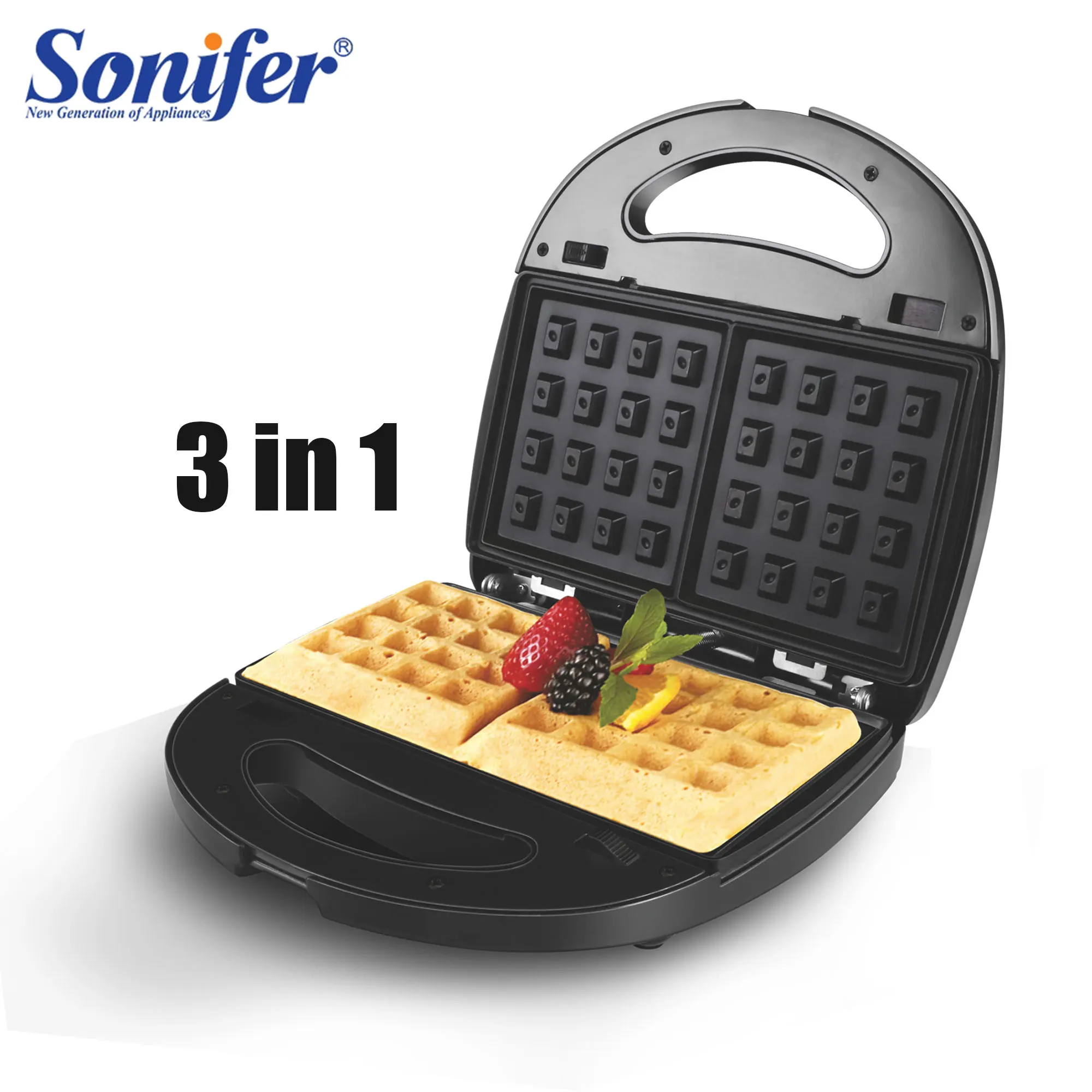 

220V 3 in 1 Electric Waffles Maker Electric Sandwich Iron Machine Bubble Egg Cake Oven Breakfast Machine Sonifer