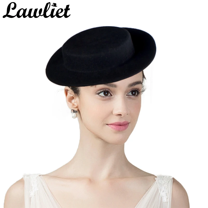 Offerte Donne Fascinators Mini Top di Lana Cappelli stile Fedora e borsalino Cappelli Paglietta di Cerimonia Nuziale vestiti Da Partito Del Cocktail Festival Cappello Tilt Feltro di Lana di Modisteria Del Cappello di Base