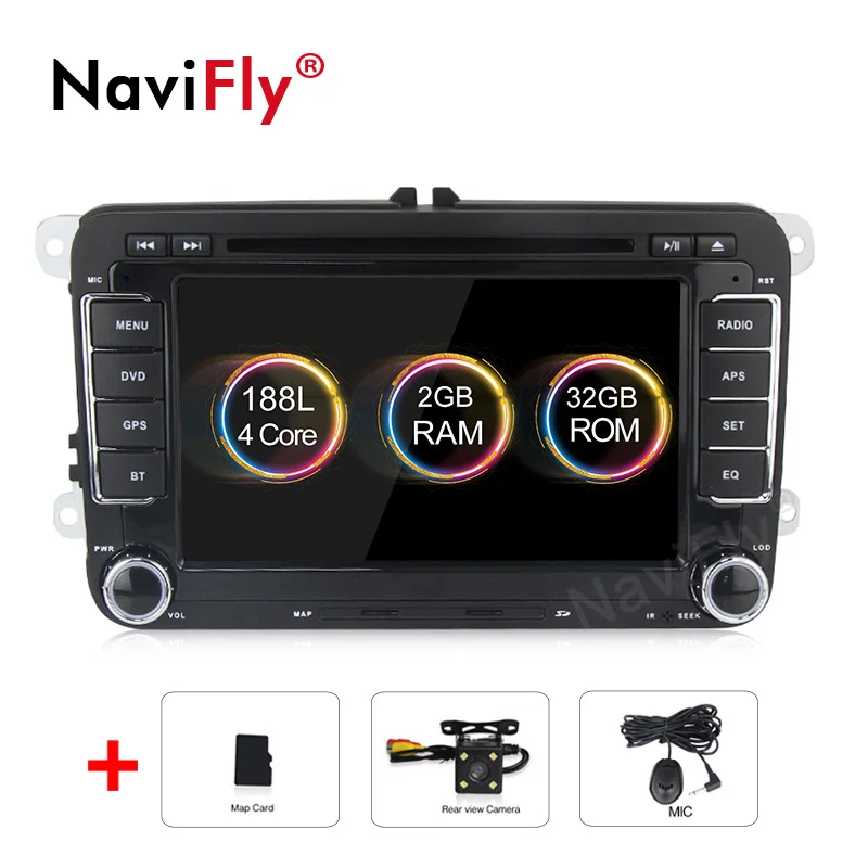 NaviFly 2 Din Android 9 автомобильный dvd gps для Volkswagen polo Passat B5 B6 B7 GOLF 5 GOLF 6 радио FM RDS 7708 IC 2 din wifi CANBUS - Цвет: add camera