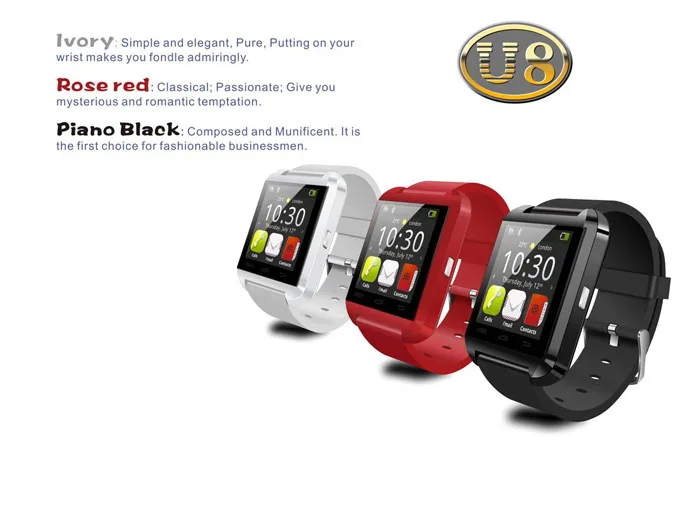 U8 Smartwatch Bluetooth Watch Passometer Touch Screen Answer and Dial the Phone