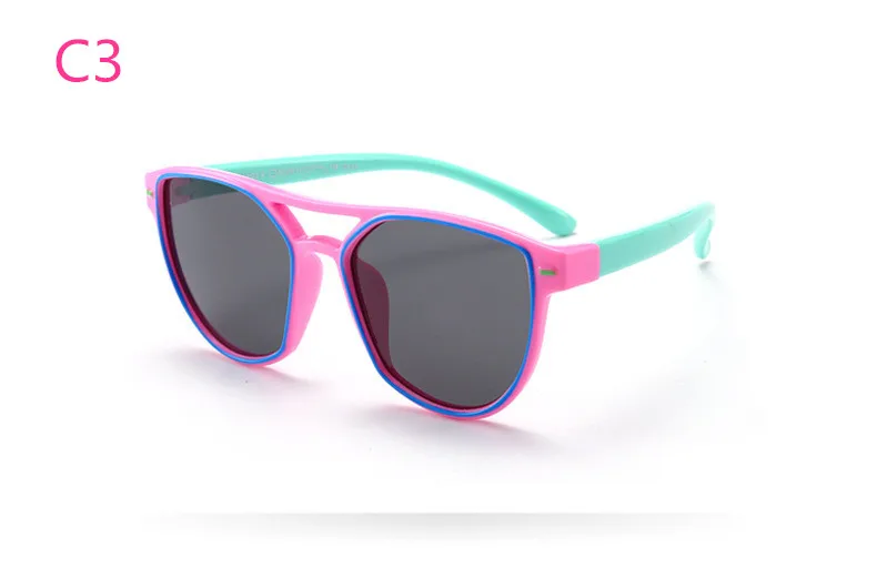 ASUOP2018 new fashion silicone children pilot polarized sunglasses UV400 retro girl round glasses boy color soft brand glasses (28)