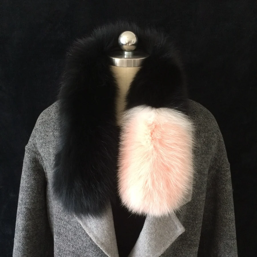 Lady blinger из натурального меха серебристой лисы, шарфы цветные короткие милые натуральным лисьим мехом шейный меховой шарф женский зимний шарф - Цвет: 7