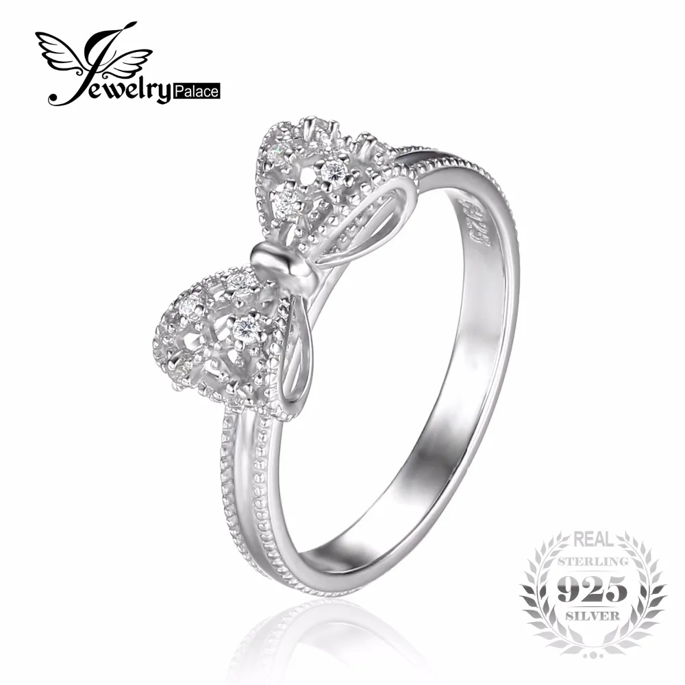 jewelrypalace bow cubic zirconia anniversary wedding ring for women soild 925 sterling silver jewelry for girl party friend gift - Wedding Ring Shop jewelrypalace bow cubic zirconia anniversary wedding ring for women soild 925 sterling silver jewelry for girl party friend gift - Wedding Ring Shop