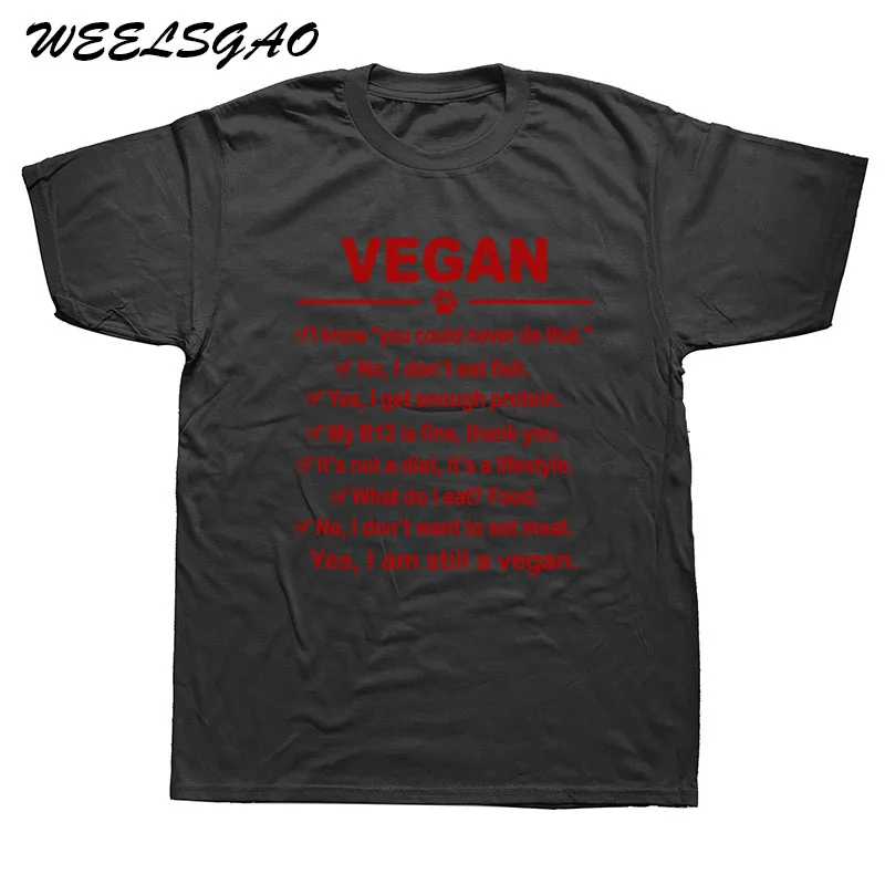 WEELSGAO, новая модная брендовая одежда для мужчин, Vegan I Am Still A Vegan хлопковые футболки с коротким рукавом - Цвет: black