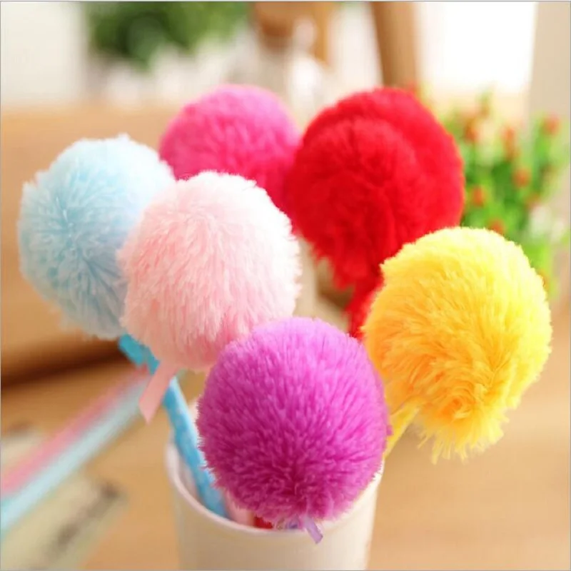 Cute Ballpoint Pen Gift Art BallPoint Pen Wool Ball Cartoon Exquisite