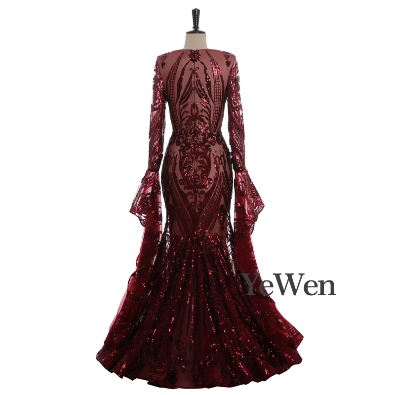 Sexy Elegant Mysterious Noble Evening Dresses Long 2019 Sequined Mermaid Prom Dress Evening Gowns V Burgundy robe de soiree Sexy Elegant Mysterious Noble Evening Dresses Long 2019 Sequined Mermaid Prom Dress Evening Gowns V Burgundy robe de soiree