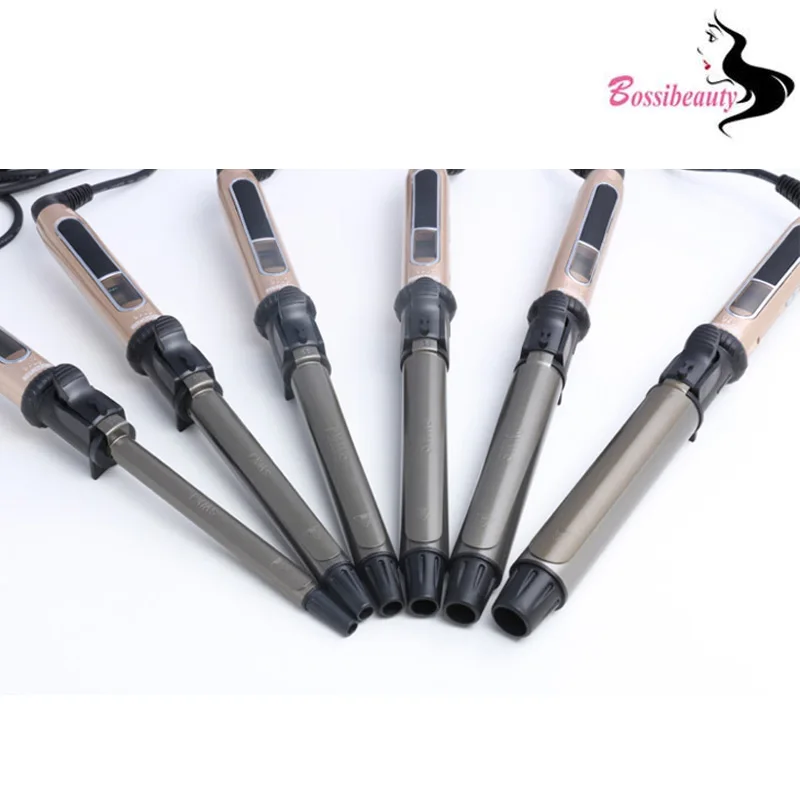 Professional Rotating Curling Iron Nano Titanium Black Gold Hair Curler with LED Digital Temperature Display
