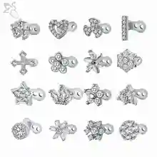 Zs 1 par de piercing superfície de aço inoxidável, zircão dermal, piercing do corpo, joia, esconder, top dermal, pele de cristal mergulhar