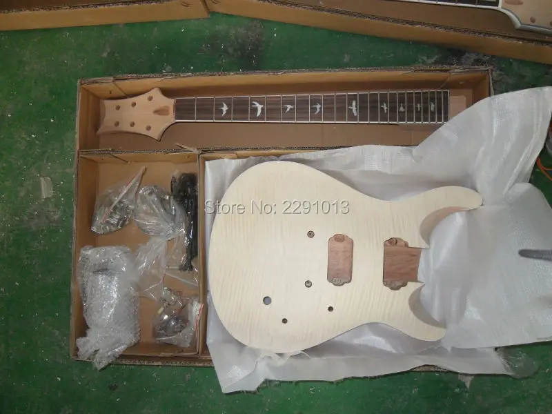 

DIY guitar Unfinished Electric Guitar Kits with Flame maple top Free shipping