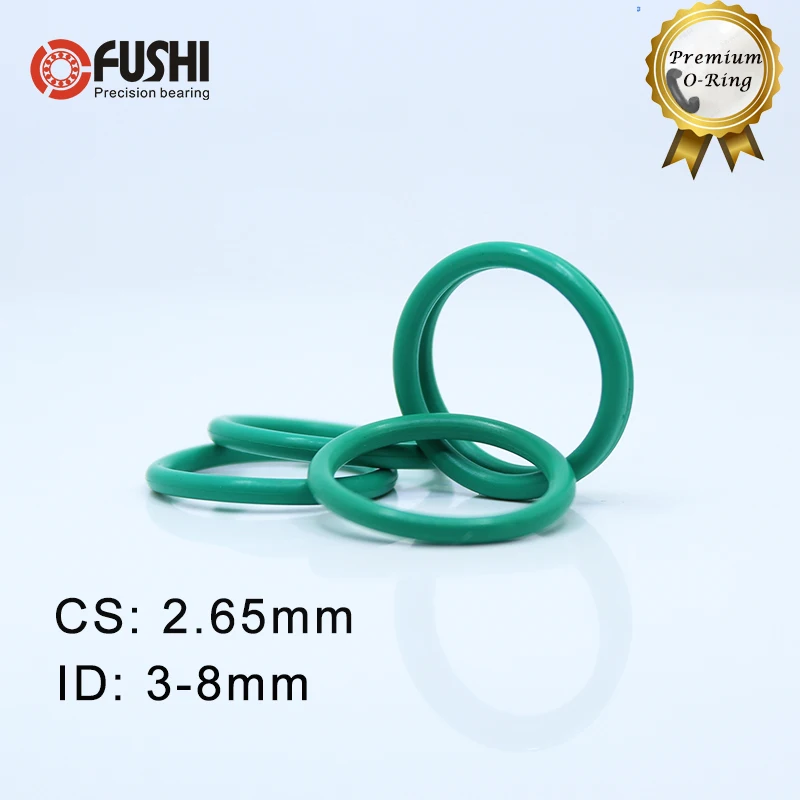 

CS2.65mm FKM Rubber O RING ID 3/4/5.3/6/7.1/7.5/8*2.65 mm 100PCS O-Ring Fluorine Gasket Oil seal Green ORing