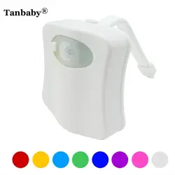 Tanbaby 2 шт. 8 цветов светодио дный LED унитаз освещение на батарейках lamparas человеческое движение активированный PIR Автоматический RGB светодио